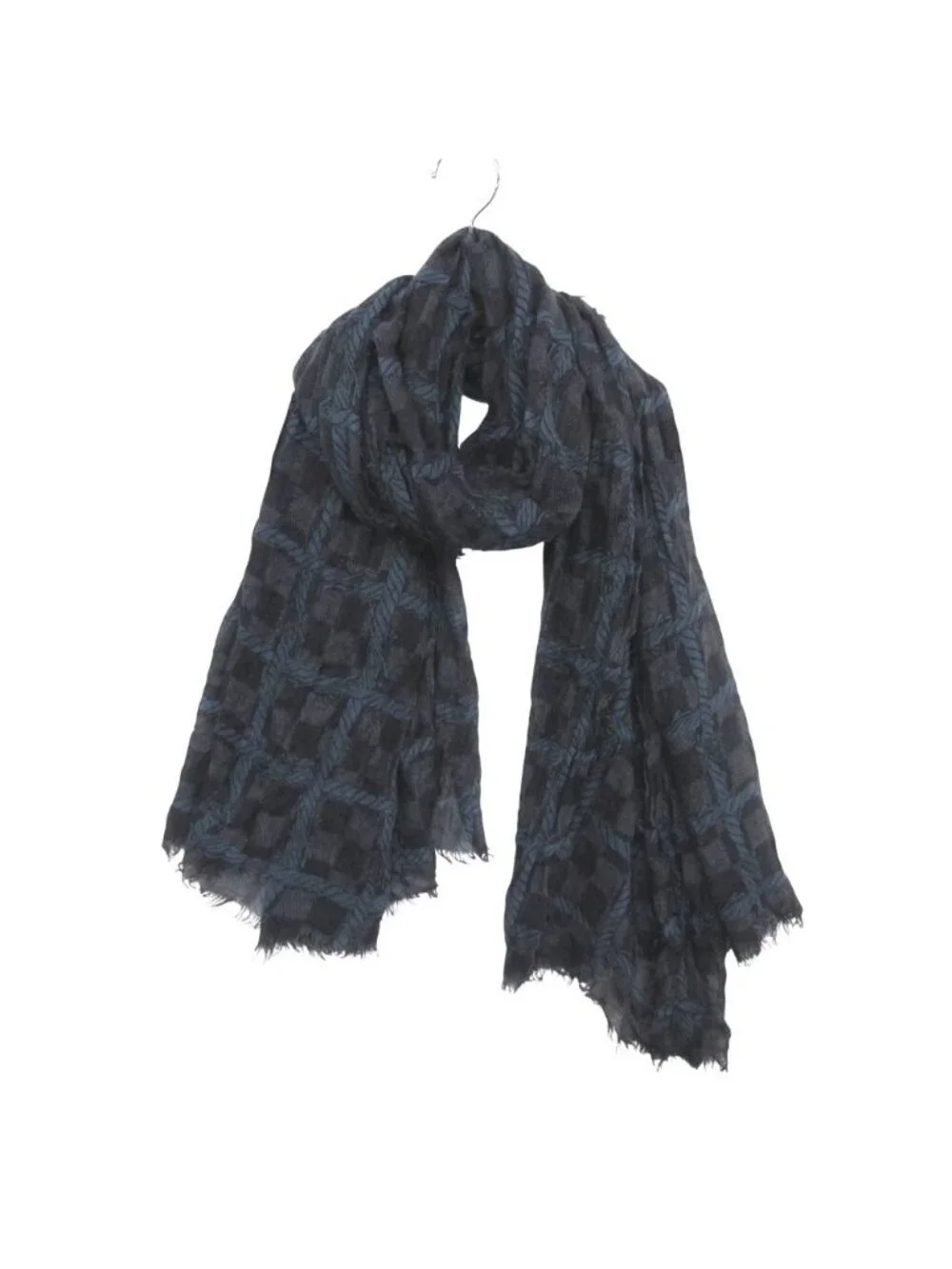 Louis Vuitton Shawl Large Christopher Nemeth Cashmere Silk Scarf Navy